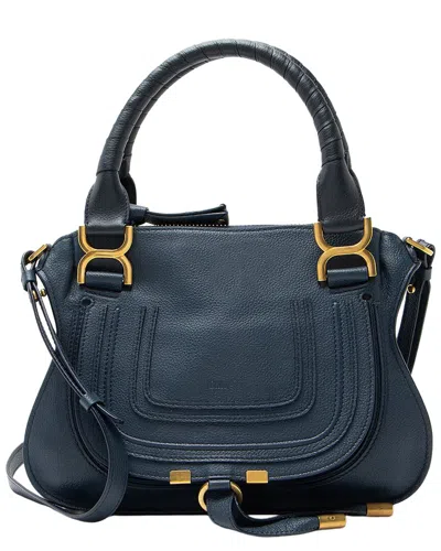 Chloé Blue Calfskin Marcie Small Satchel (authentic Pre-loved)