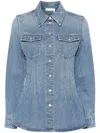 Chloé Long-sleeved Lapel Denim Coat In Blue