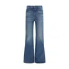 Chloé Women Blue Jeans With Wide Leg And Pendant Charm On The Front In Denim Woman In Blue