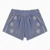 Chloé Blue Cotton Shorts With Embroidery In Light Blue