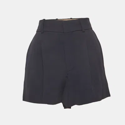 Pre-owned Chloé Blue Crepe Pleated Shorts S