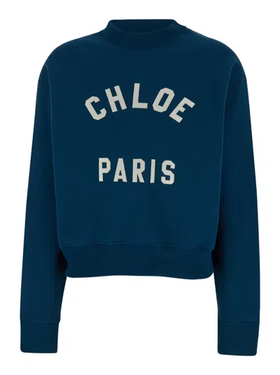 Chloé Logo Sweatshirt In Dark Blue