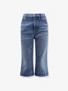 Chloé Straight Trousers Belt Loops Contrast Stitching In Blue
