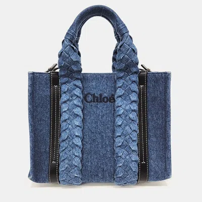 Pre-owned Chloé Blue Denim Denim Woody Bag Small