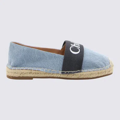 Chloé Logo-print Denim Espadrilles In Denim Scuro