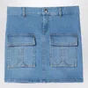 Chloé Blue Denim Mini Skirt In Grey