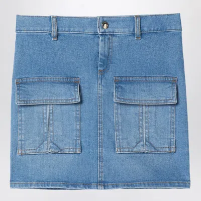 Chloé Blue Denim Mini Skirt In Grey