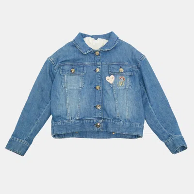 Pre-owned Chloé Blue Denim Removable Faux Fur Lining Jacket 6 Yrs