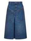 Chloé A-line Silhouette Midi Length Skirt In Blue