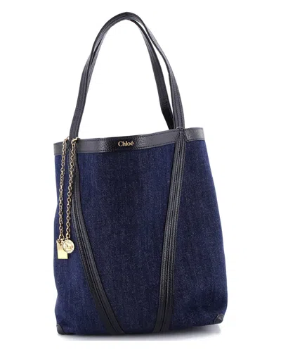 Chloé Blue Denim Spin Tote Denim Medium (authentic Pre-loved)