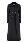 CHLOÉ NAVY MAXI LAPEL BELTED DOUBLE-BREASTED JACKET FOR WOMEN
