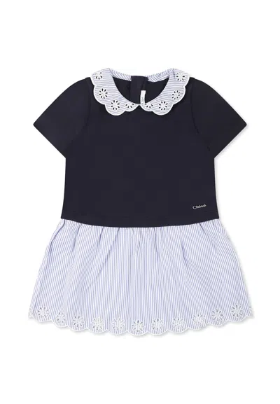 Chloé Blue Dress For Baby Girl With Logo