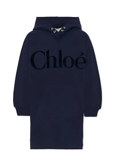Chloé Kids' Blue Dress For Girl With Logo