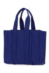 Chloé Chloe Woman Blue Fabric Large Woody Shopping Bag In Intenseindigo