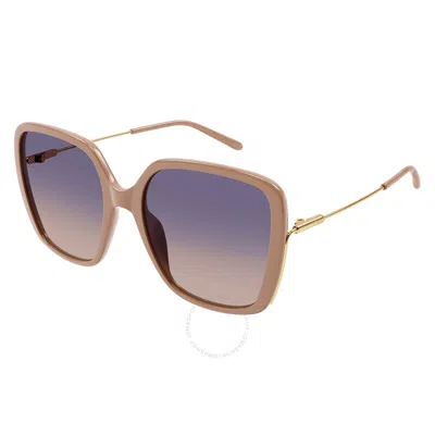 Chloé Chloe Blue Gradient Square Ladies Sunglasses Ch0173s 003 57