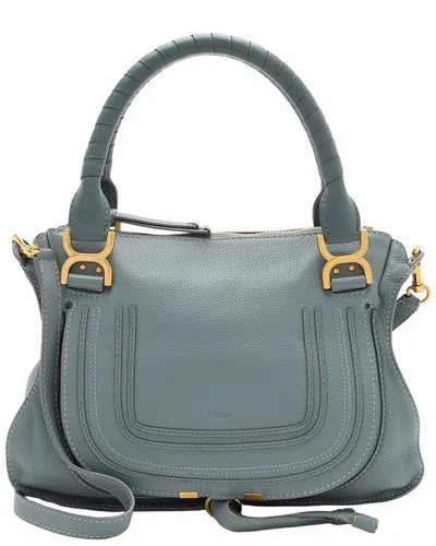 Pre-owned Chloé Blue, Green Calfskin Marcie Medium Satchel (authentic Pre-loved)