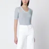 Chloé Blue-grey Wool-blend Knit Top In Blue