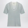 Chloé Blue-grey Wool-blend Knit Top In Blue