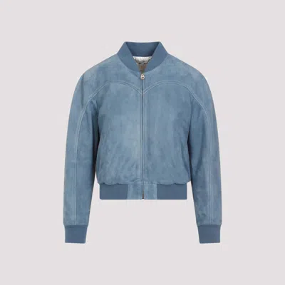CHLOÉ BLUE GRIZZLED SUEDE LEATHER JACKET