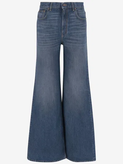 Chloé Chloe' Wide Leg Denim Jeans In Black