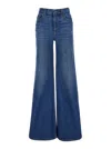 Chloé Blue High Waisted Jeans With Wide Leg And Logo Patch On The Rear In Denim Woman In Blue