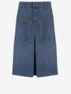 Chloé Knee-length Skirt In Washed Blue Denim Women In Blue