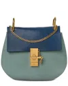 Chloé Blue Lambskin Lamb Leather Medium Bi-color Drew Shoulder Bag (authentic  Pre-loved)
