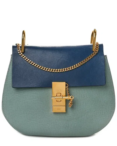 Chloé Blue Lambskin Lamb Leather Medium Bi-color Drew Shoulder Bag (authentic  Pre-loved)