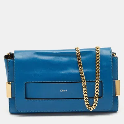 Pre-owned Chloé Blue Leather Elle Chain Clutch