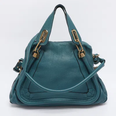 Pre-owned Chloé Blue Leather Medium Paraty Satchel