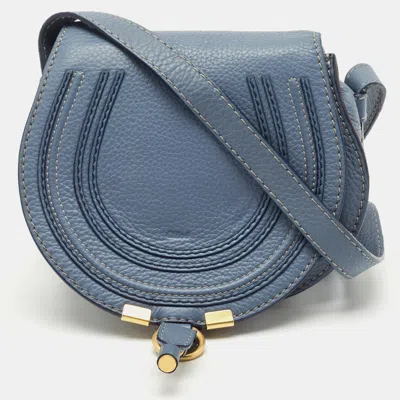 Pre-owned Chloé Blue Leather Mini Marcie Crossbody Bag