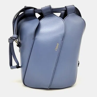 Pre-owned Chloé Blue Leather Mini Tulip Bucket Bag