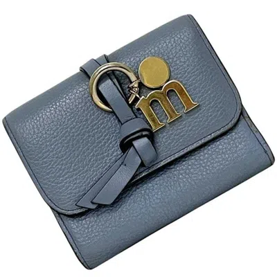 Pre-owned Chloé Blue Light Blue Leather Wallet (tri-fold) ()