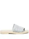 Chloé Womens Chloe Woody Logo-embroidered Linen Mules In Blue