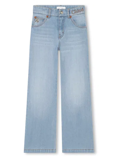 CHLOÉ BLUE MID-RISE STRAIGHT-LEG JEANS