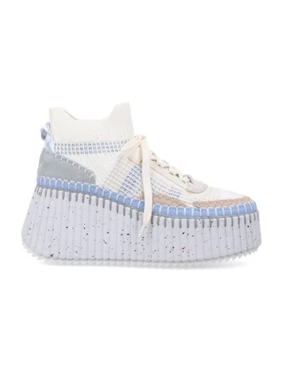 CHLOÉ BLUE NAMA WEDGE SNEAKERS