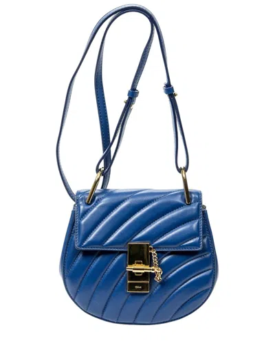 Chloé Blue Quilted Calfskin Leather Mini Drew Bijou (authentic Pre-loved)
