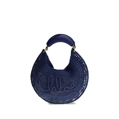 Chloé Blue Raffia Shoulder Women's Bag