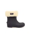 Chloé Faux-fur Trim Logo-patch Wellies In Blue