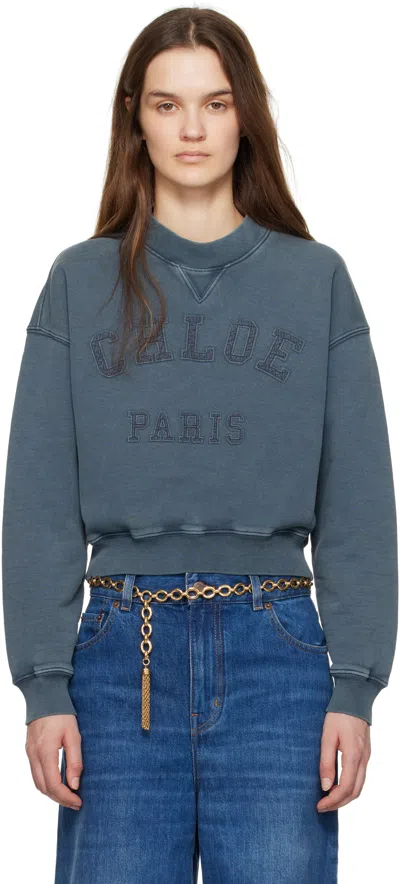 CHLOÉ BLUE SHORT LOGO SWEATSHIRT