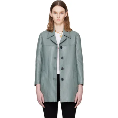 Chloé Blue Single-breasted Long Leather Jacket