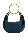 Chloé Tapestry Blue Leather Bracelet Handbag In Blue