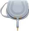 Chloé Black Leather Saddle Crossbody Bag For Women In 49v Graceful Blue