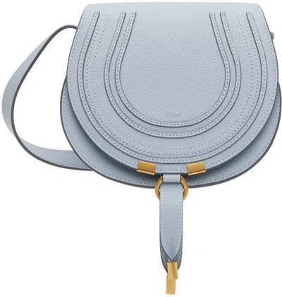 Chloé Black Leather Saddle Crossbody Bag For Women In Storm Blue