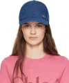 Chloé Iconic Logo Denim Cap In 422 Ocean Blue