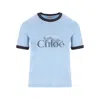 Chloé Logo Cotton Ringer Graphic T-shirt In Blue
