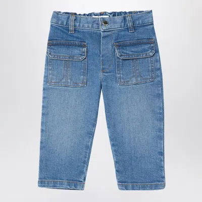 CHLOÉ BLUE WASHED-EFFECT JEANS