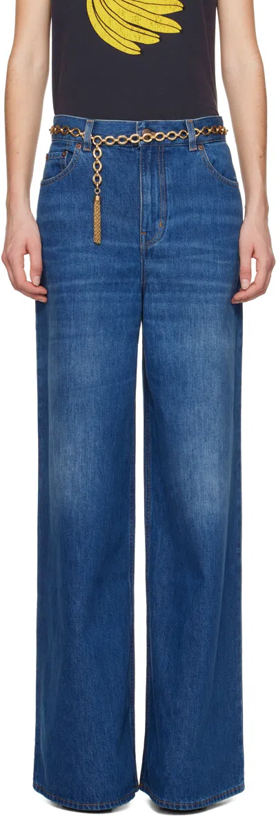 Chloé Blue Wide-leg Jeans In 402 Night Blue