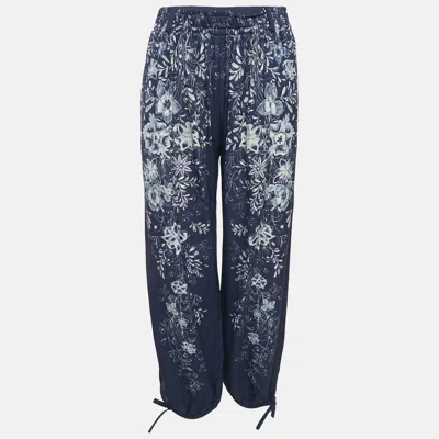 Pre-owned Chloé Blue/beige Floral Print Crepe Harem Pants S