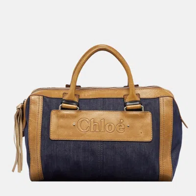 Pre-owned Chloé Blue/brown Denim And Leather Zip Satchel